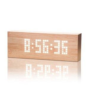 Světle hnědý budík s bílým LED displejem Gingko Message Click Clock