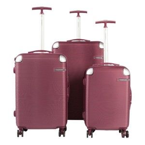Sada 3 tmavě červených cestovních kufrů na kolečkách Travel World
