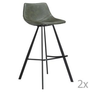 Sada 2 zelených barových židlí s černým kovovým podnožím DAN– FORM Pitch