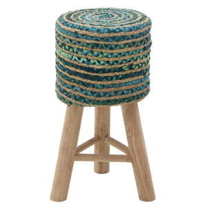 Zelená stolička z juty a mangového dřeva InArt Boho, ⌀ 30 cm