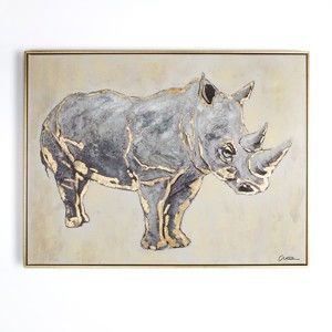 Ručně malovaný obraz Graham & Brown Rhino, 80 x 60 cm