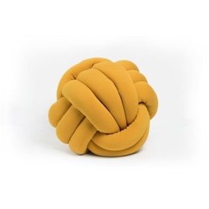 Hořčicově žlutý polštář Knot Decorative Cushion, ⌀ 45 cm