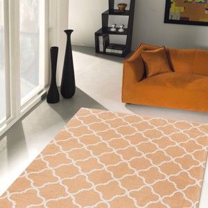 Vysoce odolný kuchyňský koberec Webtappeti Trellis Apricot, 80 x 130 cm