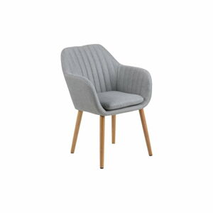 Světle šedá jídelní židle s dřevěným podnožím loomi.design Emilia
