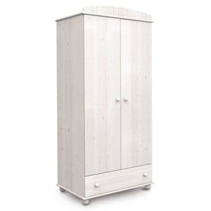 Bílá dvoudveřová šatní skříň z borovicového dřeva Faktum Tomi