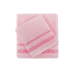 Sada růžového ručníku a osušky Serit