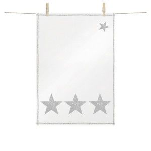 Bavlněná kuchyňská utěrka s vánočními motivy ve stříbrné barvě PPD Star Fashion Silver, 48 x 68 cm