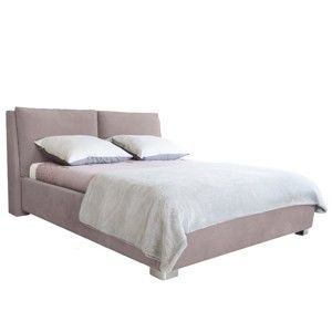 Světle růžová dvoulůžková postel Mazzini Beds Vicky, 160 x 200 cm