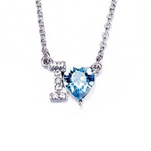 Náhrdelník s modrými krystaly Swarovski Elements Crystals I Love You