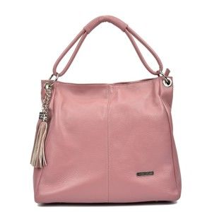 Růžová kožená kabelka Anna Luchini Kate Rosa