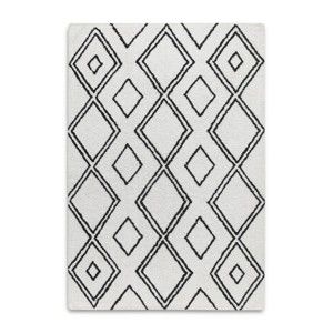 Černobílý ručně tkaný koberec z bavlny s geometrickými motivy HF Living Morocco, 120 x 170 cm
