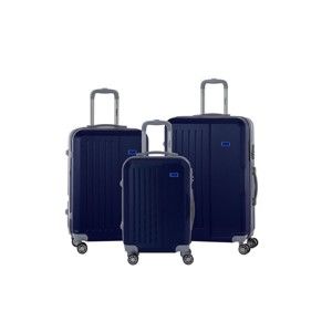 Sada 3 tmavě modrých cestovních kufrů na kolečkách se kódovým zámkem SINEQUANONE