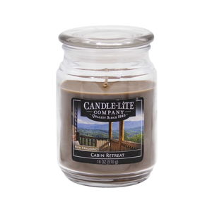 Vonná svíčka ve skle s vůní dřevěné vyhlídky Candle-Lite, doba hoření až 110 hodin