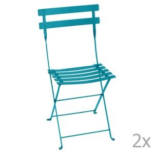 Sada 2 modrých skládacích zahradních židlí Fermob Bistro