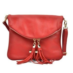 Červená kožená kabelka Anna Luchini Rohno