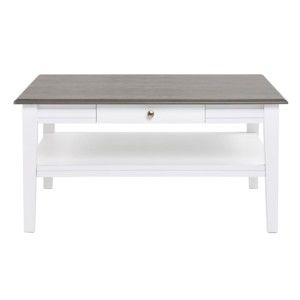 Bílý konferenční stolek s šedou deskou Folke Viktoria, 100 x 100 cm