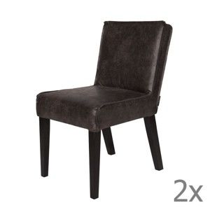 Sada 2 černých židlí s potahem z recyklované kůže BePureHome Rodeo