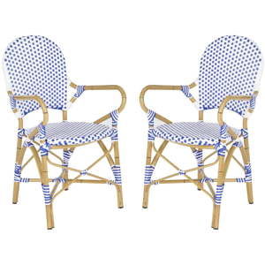 Sada 2 modro-bílých proutěných židlí Safavieh Lisabon