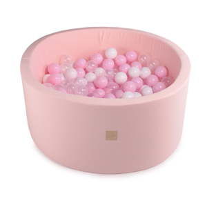 Růžový dětský bazének s 300 kuličkami MeowBaby Powder, ø 90 x 40 cm