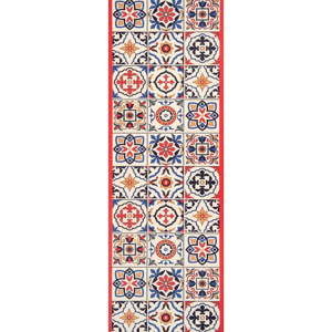 Červený běhoun White Label Mosaic, 100 x 65 cm