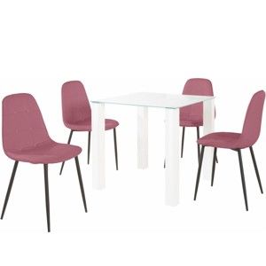 Sada jídelního stolu a 4 růžových židlí Støraa Dante, délka stolu 80 cm