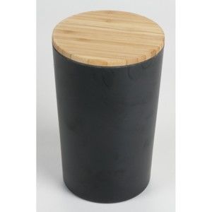Černá dóza s bambusovým víkem JOCCA Bamboo, výška 18,7 cm