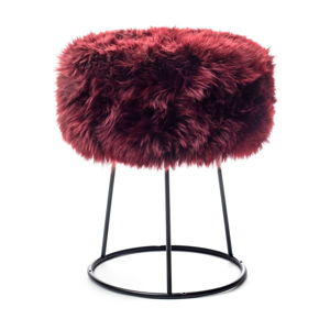 Stolička s červeným sedákem z ovčí kožešiny Royal Dream, ⌀ 36 cm