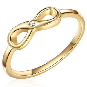 Pozlacený prsten s pravým diamantem Tess Diamonds Emmy, vel. 52