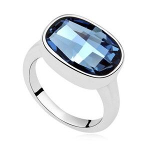 Prsten s modrým krystalem Swarovski Uranium, velikost 52