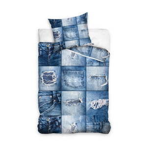 Modré bavlněné povlečení CARBOTEX Jeans, 160 x 200 cm