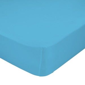 Tyrkysově modré elastické prostěradlo z čisté bavlny, 90 x 200 cm