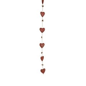 Girlanda 5 červených srdíček Antic Line Bells & Hearts Red
