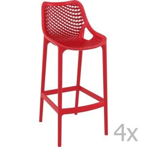 Sada 4 červených barových židlí Resol Grid Simple, výška 75 cm