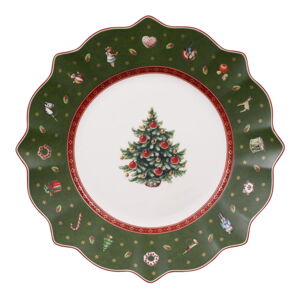 Zelený porcelánový talíř s vánočním motivem Villeroy & Boch, ø 24 cm