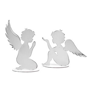 Sada 2 bílých dekorativních andělů z kovu Ego Dekor, výška  31 cm