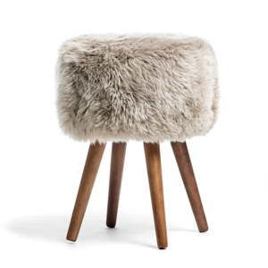 Stolička se světle hnědým sedákem z ovčí kožešiny Royal Dream, ⌀ 30 cm