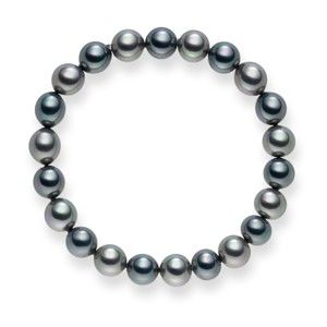 Antracitovo-stříbrný perlový náramek Pearls of London Mystic, 19 cm