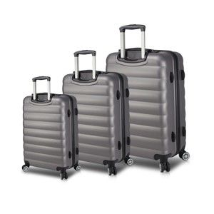 Sada 3 šedých cestovních kufrů na kolečkách s USB porty My Valice RESSO Travel Set