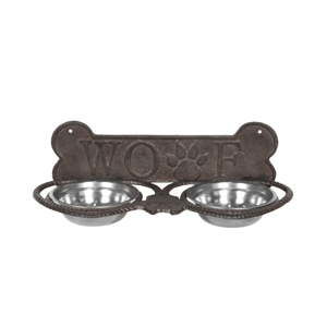 Dvojitá železná miska pro domácí mazlíčky Clayre & Eef Woof