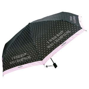 Skládací černý puntíkovaný deštník Miss Étoile Champagne, ø 87 cm