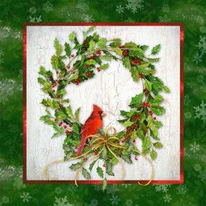 Balení 10 papírových ubrousků s vánočním motivem PPD Holly & Cardinal