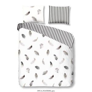 Povlečení na dvoulůžko z bavlny Good Morning Feathers White, 200 x 240 cm