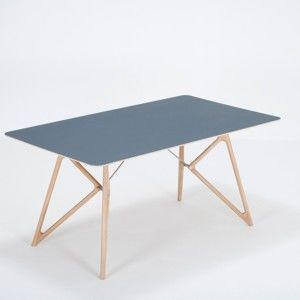 Jídelní stůl z masivního dubového dřeva s tmavě modrou deskou Gazzda Tink, 160 x 90 cm