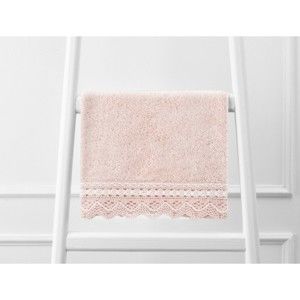 Pudrově růžový ručník z čisté bavlny, 30 x 46 cm