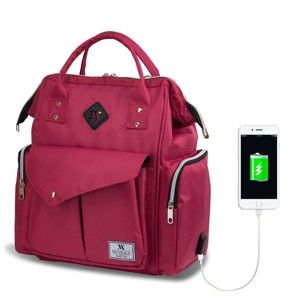 Fuchsiový batoh pro maminky s USB portem My Valice HAPPY MOM Baby Care Backpack