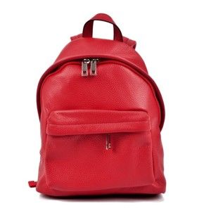 Červený kožený dámský batoh Roberta M Rahna