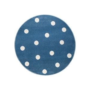 Modrý kulatý koberec s puntíky KICOTI Blue, ø 100 cm