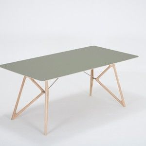 Jídelní stůl z masivního dubového dřeva se zelenou deskou Gazzda Tink, 180 x 90 cm