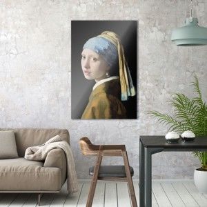 Skleněný obraz OrangeWallz Girl with a Pearl Earring, 76 x 114 cm