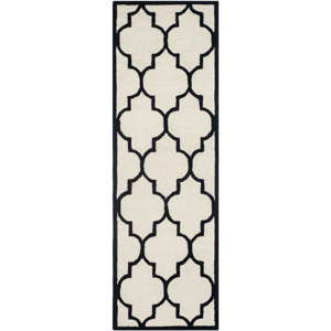 Bíločerný vlněný koberec Safavieh Everly, 243 x 76 cm